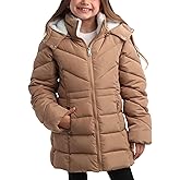 DKNY Girls Winter Jacket - Heavyweight Long Anorak Puffer Jacket with Hood - Sherpa Lined Insulated Winter Coat for Girls