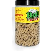 ROLLYOUROWNPAPERS Natural Unbleached Pre-Rolled Filter Tips, &Oslash;8mm - Bottle of 500 Tips