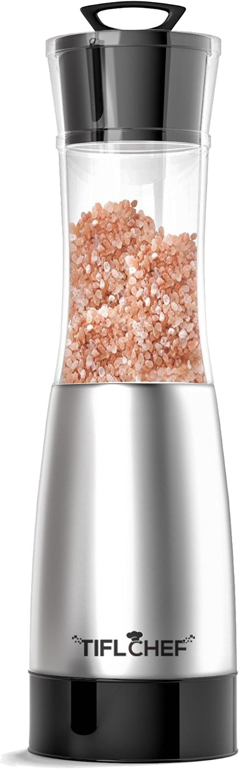 TiflChef Professional Salt and Pepper Grinder with Adjustable Ceramic Grinding Mechanism - Deluxe Pepper Mill with Stainless Steel and Acrylic Body