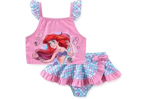 Disney The Little Mermaid Girls UPF 50+ Bathing Suit Tankini Top and Bikini Bottom Swimsuit Set for Toddler and Big Kids