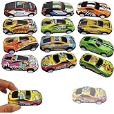 12 Pull Back Racing Cars Die cast Race Car Vehicles Playset | 2.7 Inch Metal Friction Powered Car Toys for Boys and Girls