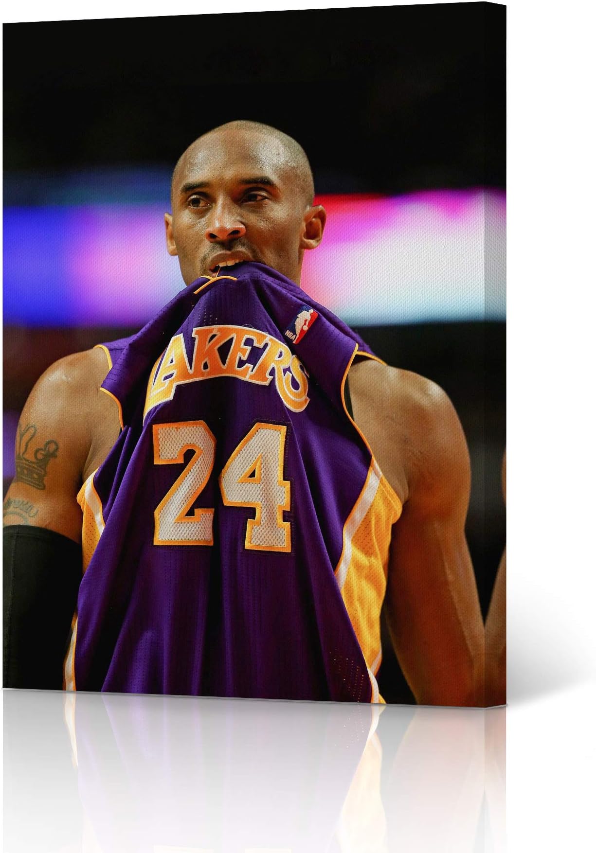 Canvas Print Kobe Bryant Biting His Jersey Canvas Wall Art Print Basketball Sport Living Room Bedroom Decor Ready to Hang Made in USA - 12x8