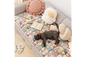 DEJACI Funnyfuzzy Cream-Coloured Large Plaid Square Pet Mat Bed Couch Cover, Funny Fuzzy Couch Cover, Waterproof Pet Mat Bed Blankets for Dogs, Cats (Triangle,70x180 cm/27.6x70.9 in)