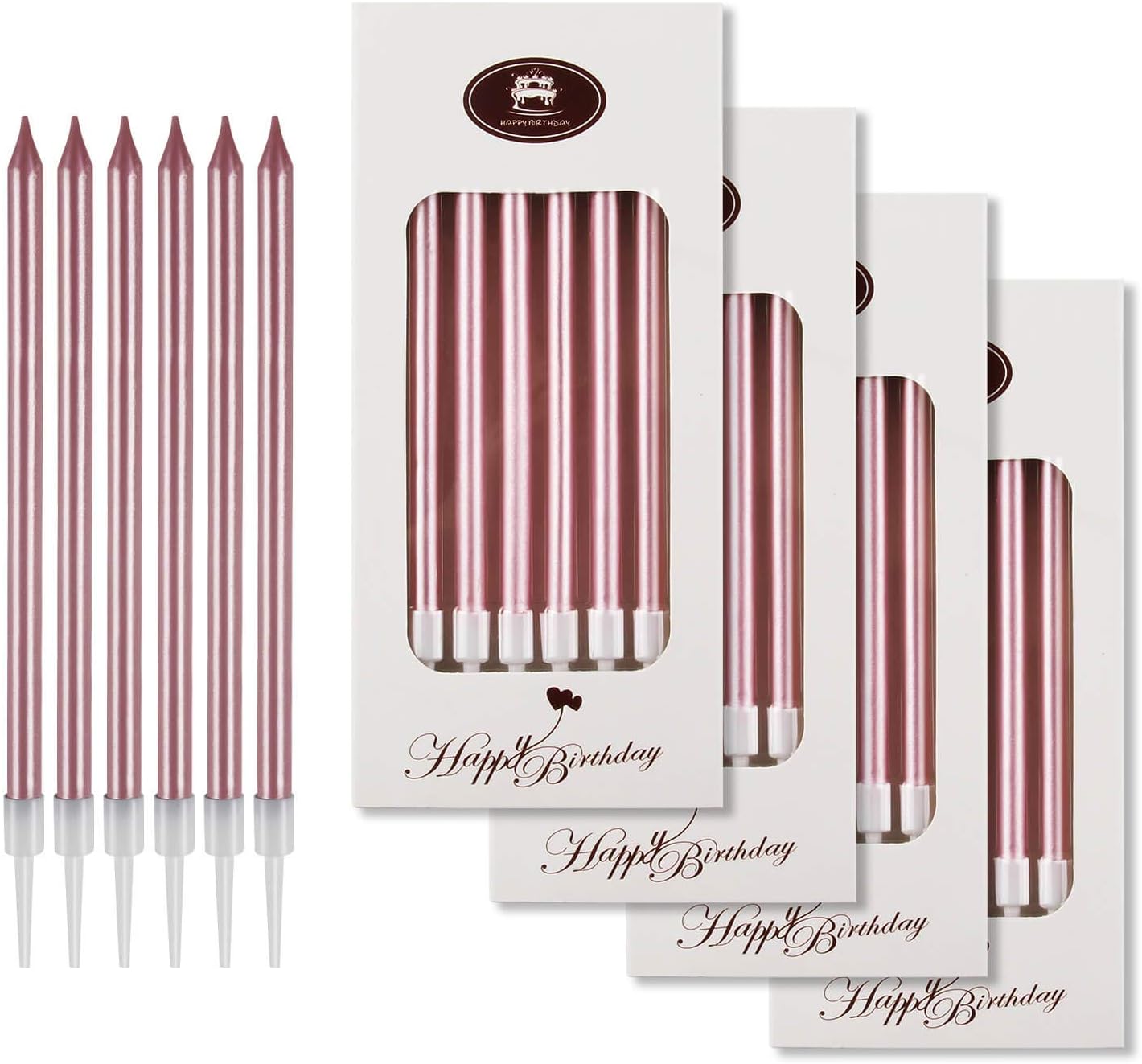 Candles & Holders - Beanlieve 24 Count Birthday Candles - Long Thin Cake Candles Slow Burning Candles for Birthday, Wedding, Lucky Party Decoration (Rose Gold)