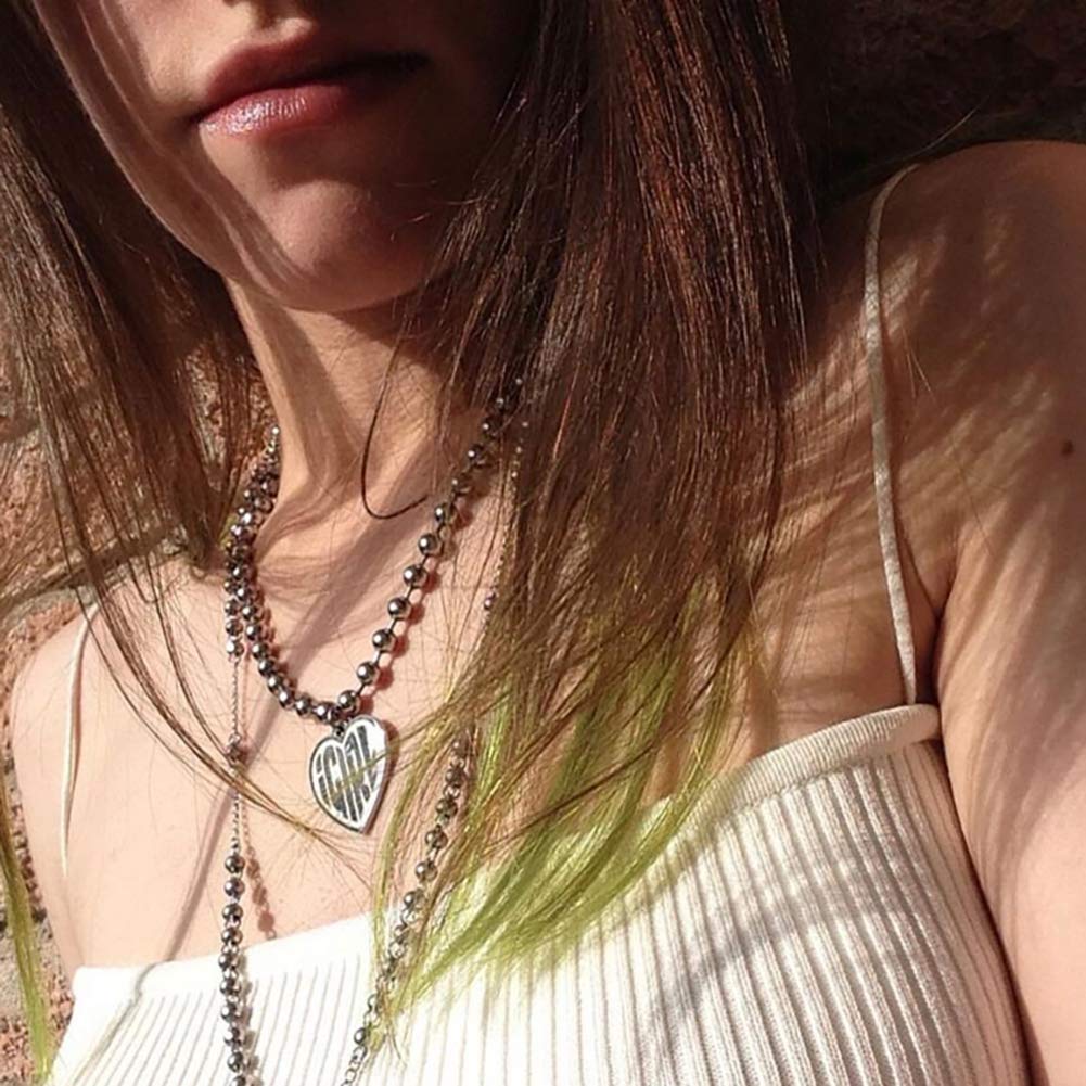 Cute Igirl Heart Pendant Necklace Stainless Steel Double Sided