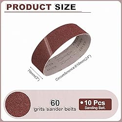 HARFINGTON 3 x 24 Inch Sanding Belts, 10 Pcs 60