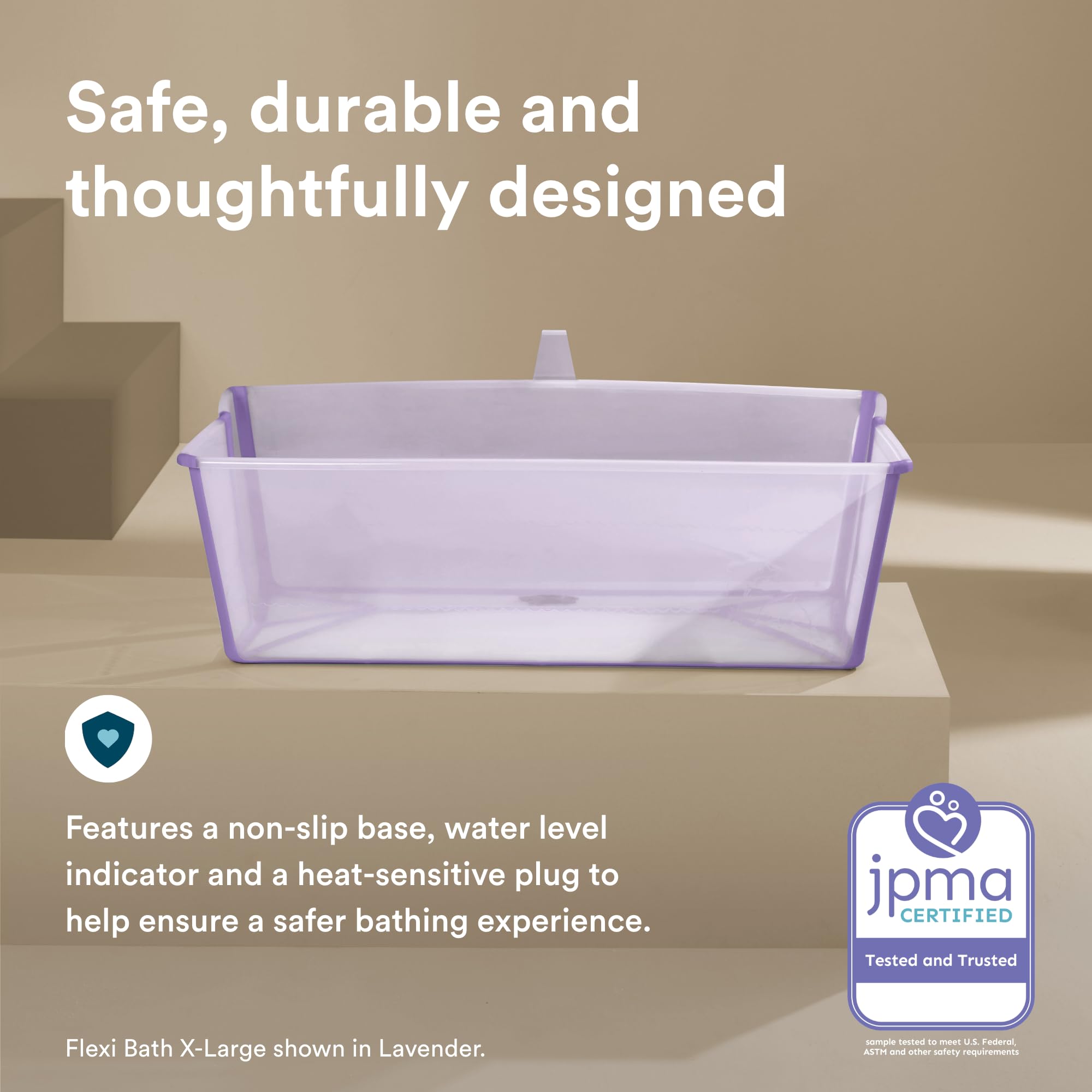 Stokke Flexi Bath X-Large, White - 31.5 x 15.7 x 9.4 in - Best for Infants & Toddlers - Lightweight, Foldable & Easy to Store - Convenient to Use at Home or Traveling