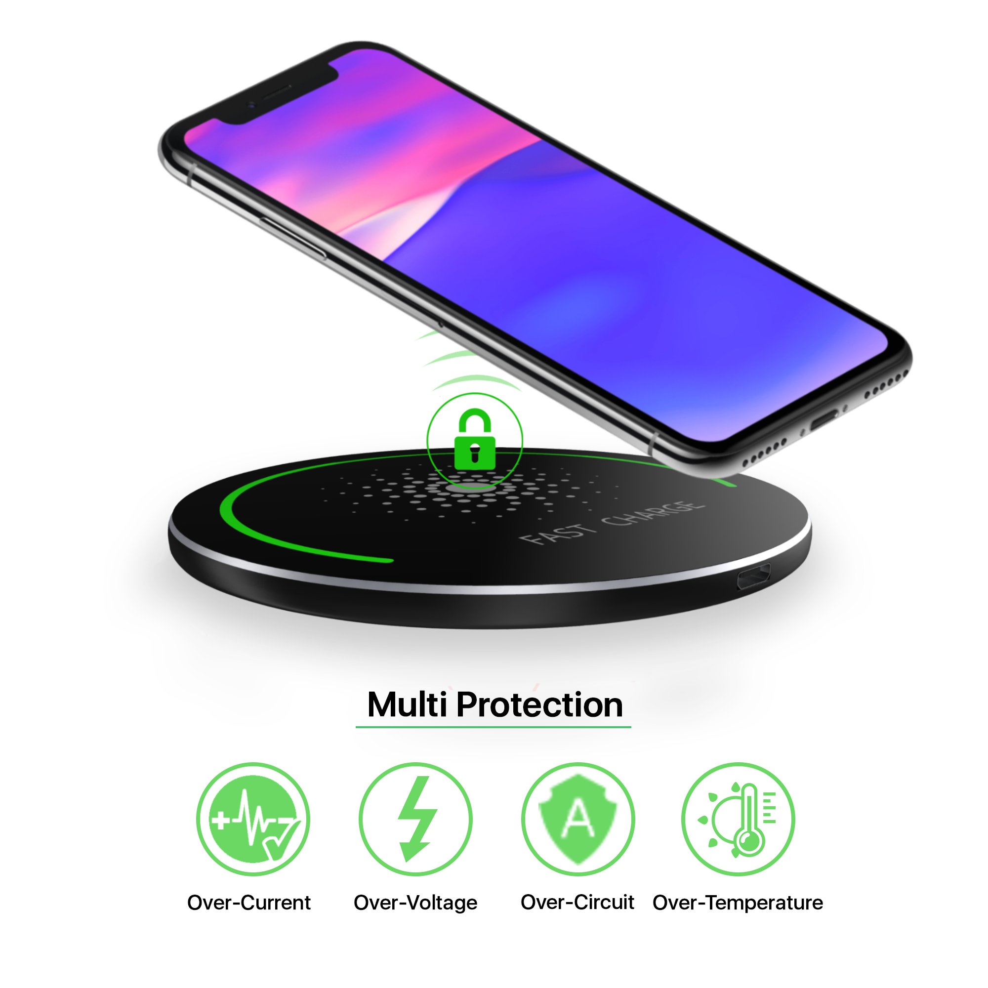 QI Wireless Charger for Samsung - S9/S9+/S8/S8+/S7/Note8 and More, Wireless Charger iPhone X, iPhone 8/8 Plus, Fast Wireless Charger (AC Adapter not Included)