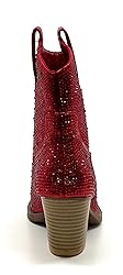 Forever Women Rhinestone Block Chunky Heel Ankle
