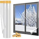 Yotache Window Insulation Kit, Insulation Film for Winter 63 Inch x 393 Inch Long Winter-Ready Low-Temp Adhesive Tape with Th