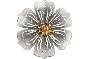 PICFARCE Metal Flower Wall Art Decor, 8.3" Rustic Modern Floral Sculpture, Distressed Iron Wall Hanging Home Decoration Accent Artworks for Indoor Kitchen Bedroom Living Room Office Outdoor Garden Patio - 06