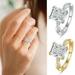 LANKRALOVNA 4CT Radiant Cut Engagement Rings for