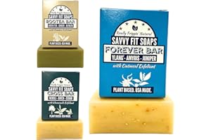 Savvy Fit Soaps Handmade Natural Soap Bar - Sensitive Skin Bars. FOREVER Bar, BOOTEA Bar, CROSS Bar Soap Bars - Plant-Based - Both Body & Face - Cruelty Free Gift for All (Pack of 3) 4.5 oz/Bar