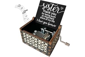 JIRIM-BEUTY Gifts for Sisters Thank You for Being Such an Important Piece of My Life Wood Music Boxes for Unique Sister Gifts Vintage Music Box with Hand Crank Music Box U R My Sunshine Wooden Music Box - JRM635