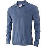 Lenygose Mens Polo Sweater V Neck Long Sleeve Knit Collared Pullover Business Casual Ribbed for Fall Winter Spring