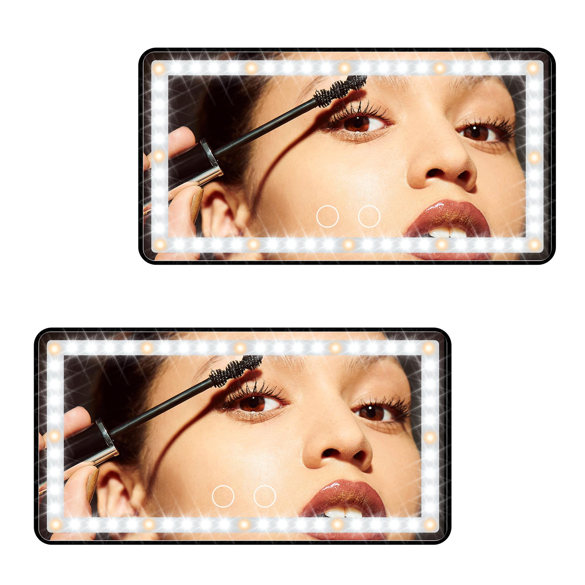 Photo 1 of Car Sun Visor Vanity Mirror with Lights, 2 Pcs Rechargeable Car Makeup Mirror Accessories, Birthday Gifts for Women Girl, 3 Light Modes, Dimmable Touch Led Screen, Universal for Car Truck