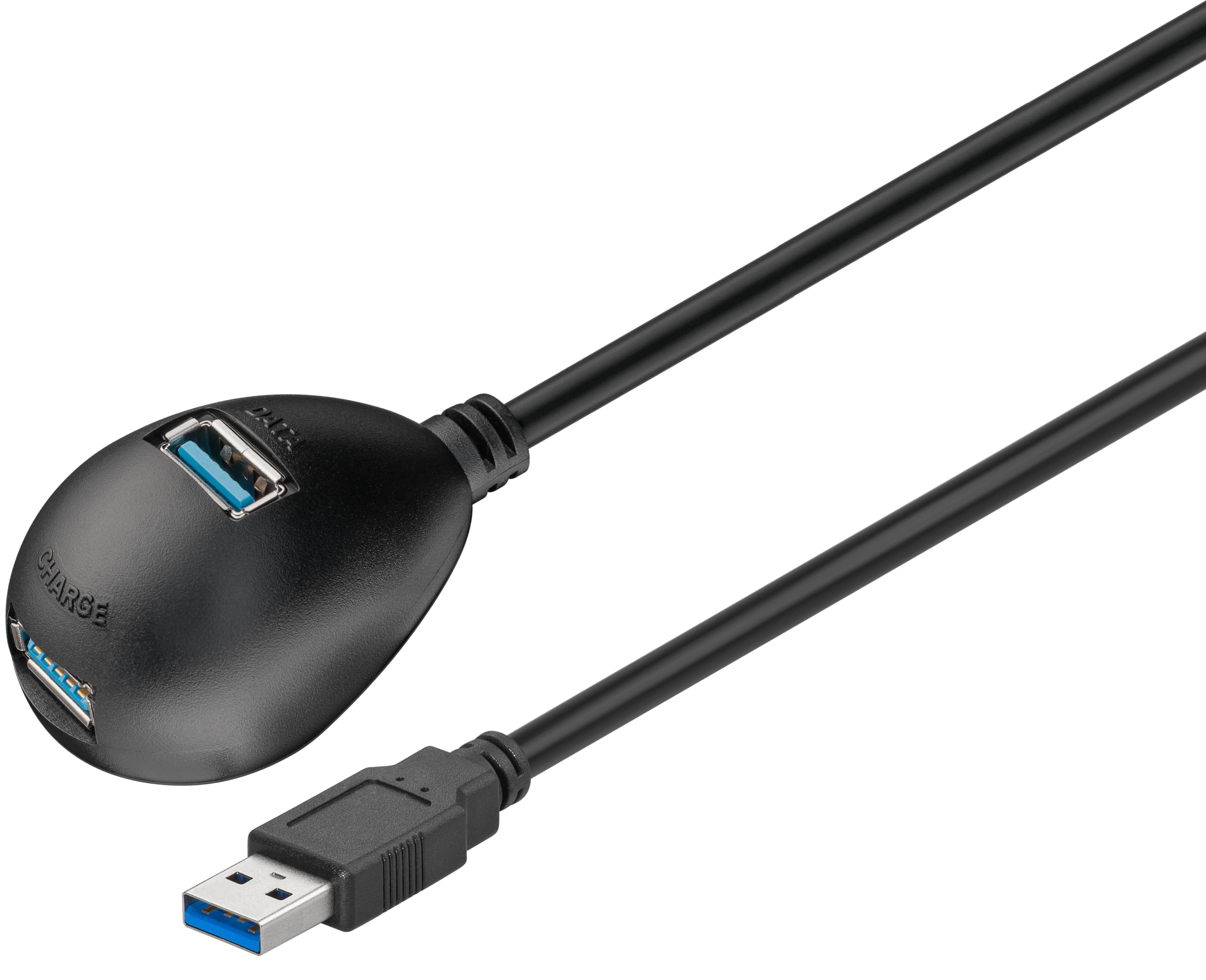 Goobay 95918 USB 3.0 Hi-Speed Extension Cable with Desktop Foot, Black, 1.5m Length