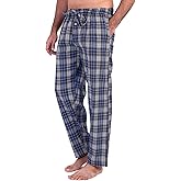 Plaid Pajama Pants for Men - 100% Cotton PJ Pants - Woven Sleepwear Lightweight Lounge Sleep Pants for Men
