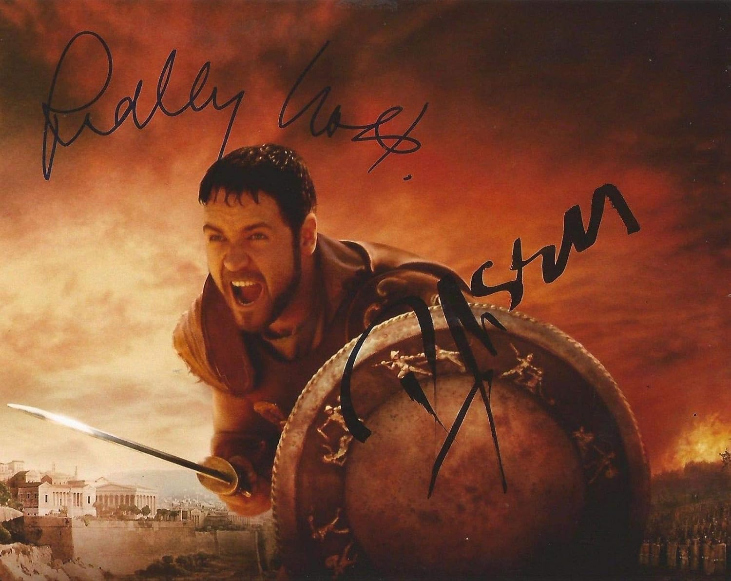 Photographs - Photo Gladiator - Russell Crowe & Ridley Scott Autograph Signed 8 x 10