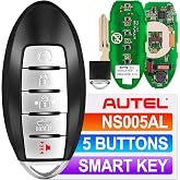 Autel MaxiIM IKEY Programmable Car Key, Key Fob Replacement for Nissan | IKEYNS005AL 5 Buttons Blank Key Work with Autel KM100(X) IM508S IM608S II, 315/415MHz, 130FT/40M Ultra-Long Range