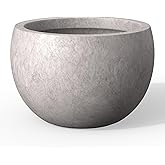Kante 15.7" Dia Round Concrete Planter, Outdoor/Indoor Large Bowl Plant Pots with Drainage Hole and Rubber Plug for Garden Patio Balcony Home, Light Gray