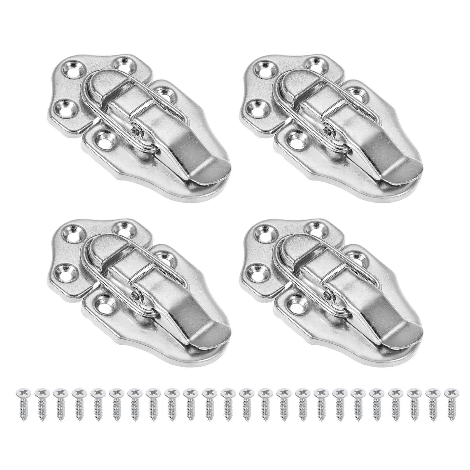 PATIKIL Retro Style Duckbilled Toggle Hasp Latch, 4 Pack Small Metal Vintage Box Toggle with Mounting Screw for Jewelry Cabinet Wooden Ordinary Box Crafts, Silver