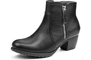 VJH confort Women's Ankle Boots,Lace-up Round Toe Comfortable Low Heel Dress Booties with Side Zipper