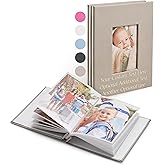 Promot Personalized Photo Album with Pockets- Custom Photo Book, 4x6 Wedding Album, Vintage Hardcover Holds 40 Photos - Small Keepsake Picture Book for Photos with Easy Slip-In Pockets (Stone Gray)