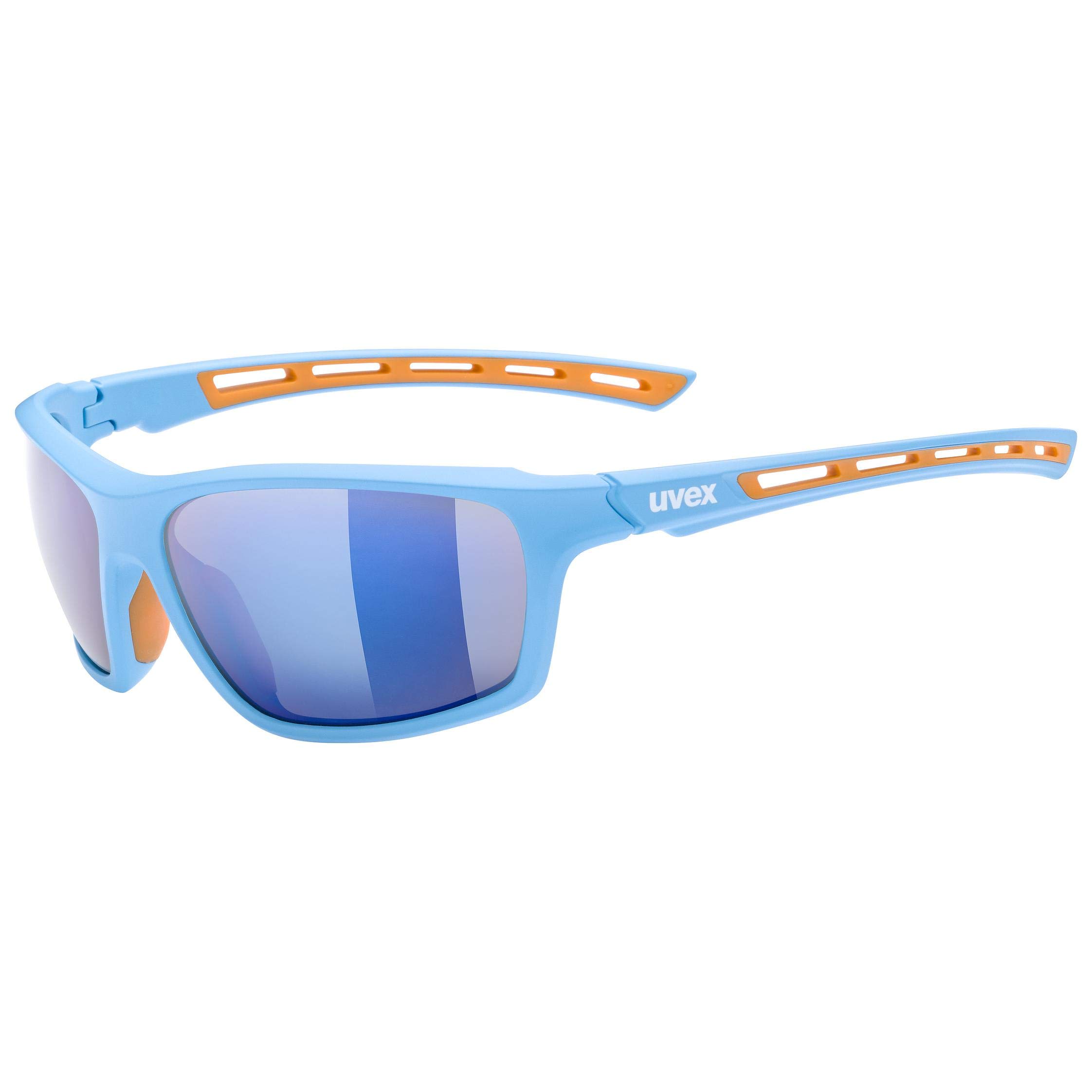 uvex Sportstyle 229 - Sports Sunglasses for Men and Women - Mirrored Lenses - Comfortable & Non-Slip - Blue/Mirror Blue - One Size