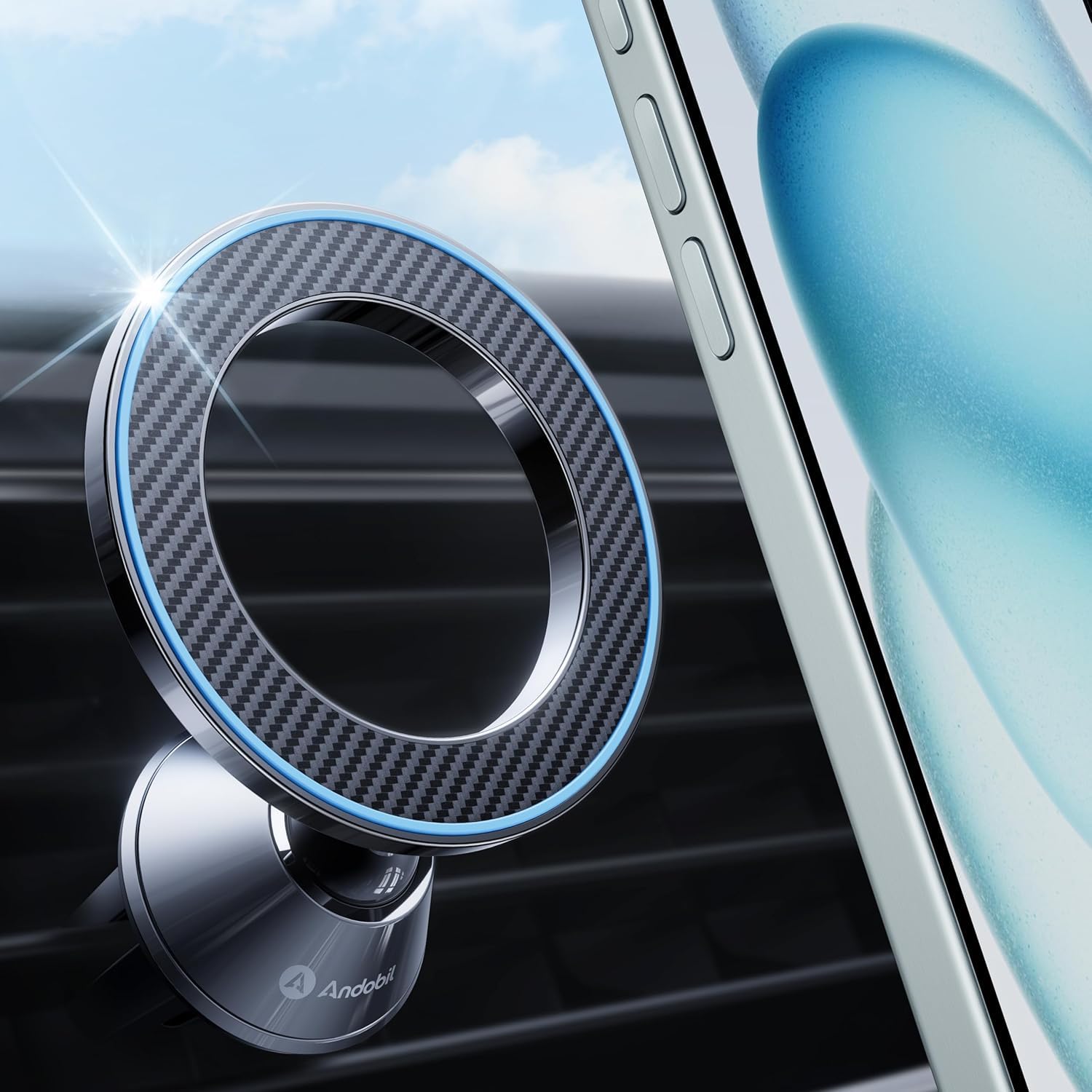 andobil for Magsafe Car Mount [Strongest Magnet, Easy Install] All Metal Magnetic Car Phone Holder for iPhone 17/16/15/14/13 Pro Max, 360° Air Vent Cell Phone Holder Car for Samsung Galaxy S26/S25/S24