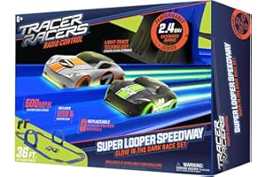 Tracer Racers 2.4 GHz Radio Control Remote Slot-Less, Cordless Racing Super Loop Speedway Track Set with Two Cars