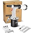 KIARUO Pneumatic Rivet Gun S30 Self-Suction Air Rivet Gun 3/16" 5/32" 1/8" 3/32" Hydraulic Riveter with 1 Set of Extra Jaws