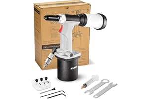 KIARUO Pneumatic Rivet Gun S30 Self-Suction Air Rivet Gun 3/16" 5/32" 1/8" 3/32" Hydraulic Riveter with 1 Set of Extra Jaws