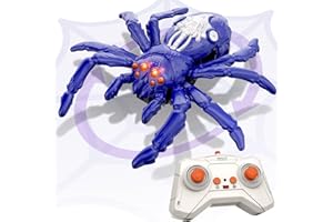 Infowush Wall Crawler Spider, Rechargeable Remote Control Robot Kids Toys, 360° Rotating RC Wall Climbing Spider with LED Eyes Toys for Boys Girls Ages 3 & Up, Birthday Gifts for 3-12 Year Old Boys