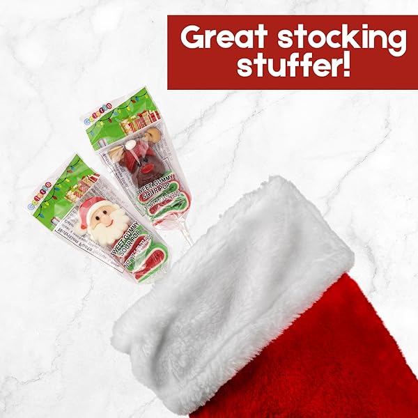 GALERIE SOUR CHRISTMAS GUMMY POPS, INDIVIDUALLY WRAPPED CANDY SKEWERS, STOCKING STUFFER GIFTS