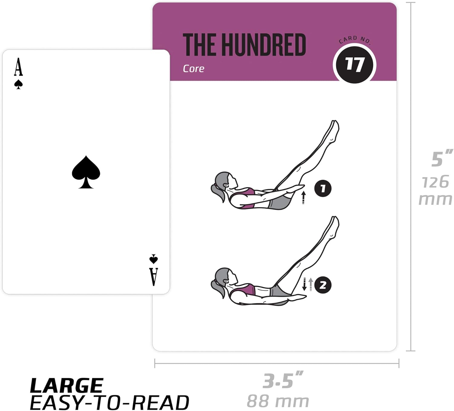 Pilates Exercise Cards, Set of 62 for Women and Men - for Home, Gym or Studio : 50 Mat Exercises, 12 Stretches, 6 Total Workout Routines for Beginner to Advanced : X Large, Waterproof & Durable : Sports & Outdoors