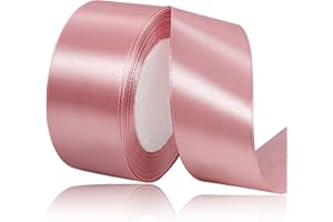 AHOMAME Rose Gold Satin Ribbon 1-1/2 Inches x 25 Yards, Solid Color Fabric Ribbon for Gift Wrapping, Crafts, Hair Bows Making, Wreath, Wedding Party Decoration and Sewing Projects