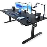 FEZIBO 71 x 37 Inch Large Electric Standing Desk 1" Thick Desktop, Black | Extra-Large Workspace, Integrated Dual-Beam Frame, Powerful Motor, 220 lbs Capacity, Cable Management, Easy Assembly