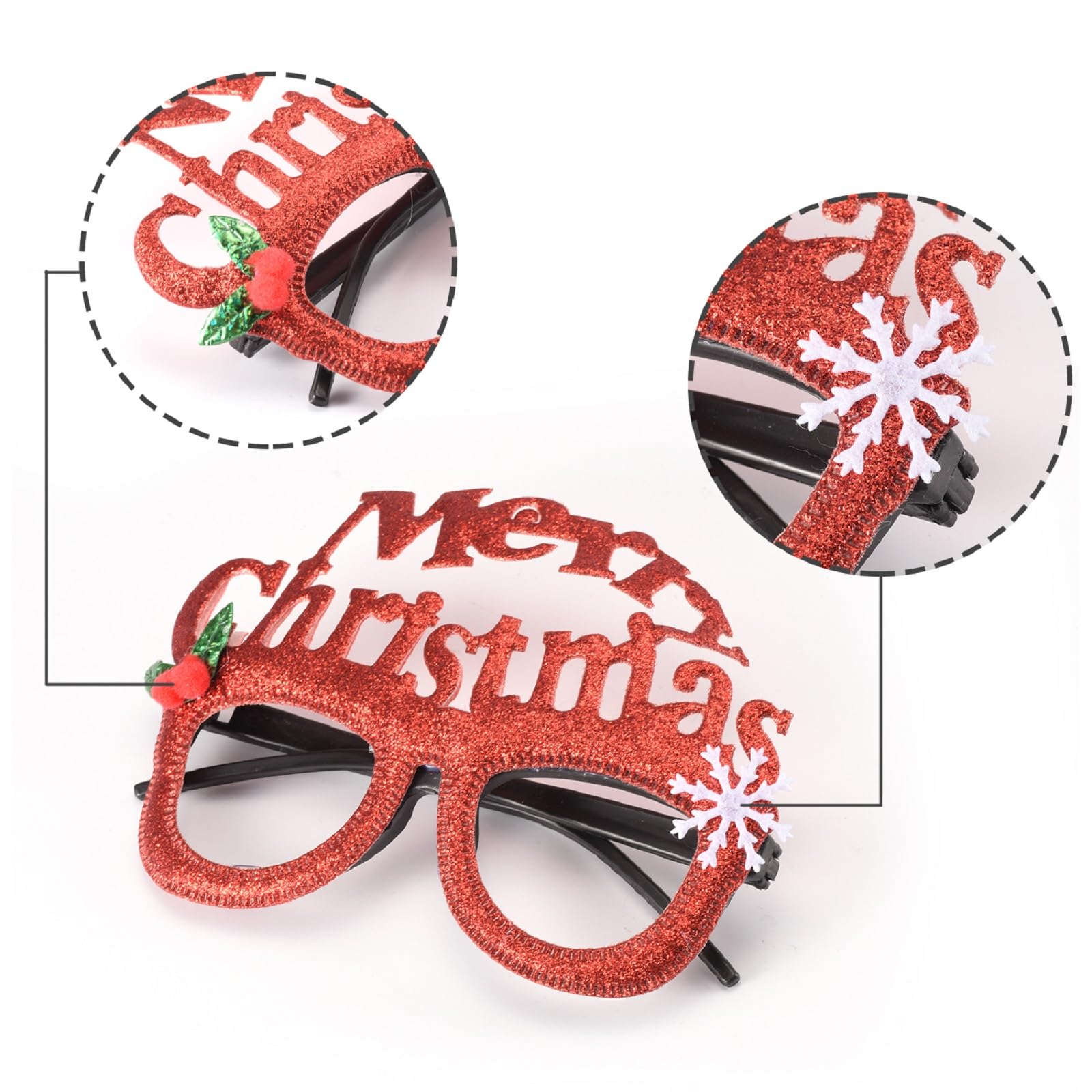 SEVEN STYLE 16 PCS Christmas Holiday Glasses for Kids & Adults,Cute Christmas Glasses Frames,Fun Christmas Party Favors Festive Decorations & Trinkets, Perfect for Goodie Bag Stuffers ，Photos booth