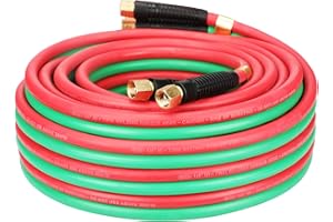 Keepro 1/4 Inch Twin Welding Rubber Hose, Oxygen Acetylene Hose 300 PSI, Torch Hose 50 Feet Length, Red and Green