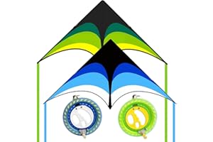 Kaiciuss Large Delta Kite Easy to Fly with Kite Reel Set, Beach Kite & Kite Spool for Kids & Adults, Single Line Triangle Kite with 7.1 Inch Kite Wheel Kit