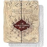 Harry Potter Blanket, 50"x60", Marauder's Map Silky Touch Sherpa Back Super Soft Throw Blanket