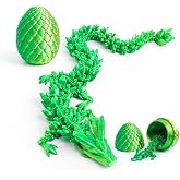 Flavery Dragon Egg - 3D Printed Egg with Flexible Pearly Sheen Dragon Inside, 3D Printed Surprise Gift, Articulated Dragon Egg Fidget Toy, Figurine Decor (12&rdquo; Dragon Gold Mix Green)