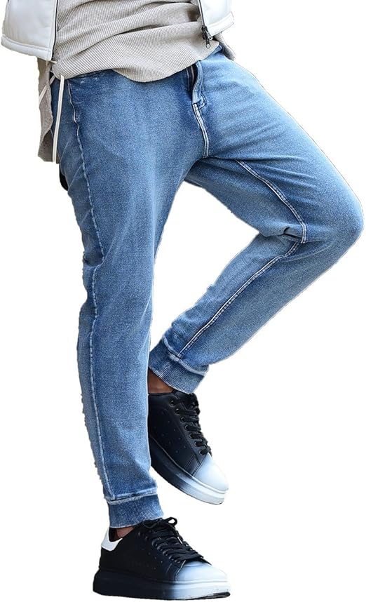 Amazon ジョーカーセレクト Joker Select ジョガーパンツ メンズ ジョガー デニム スウェット パンツ L ブルー 4 ジーンズ 通販