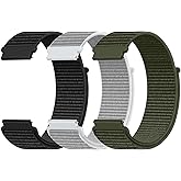 DaQin 22mm 20mm 18mm Quick Release Watch Band Compatible with Garmin Venu 3 2/Forerunner 255 265 955/Vivoactive 5 6 4 3, Nylon Watch Straps Adjustable Sport Replacement for Samsung Galaxy Watch 7 6 5 4/3 45mm/Galaxy Watch 46mm Men Women, 3 Packs