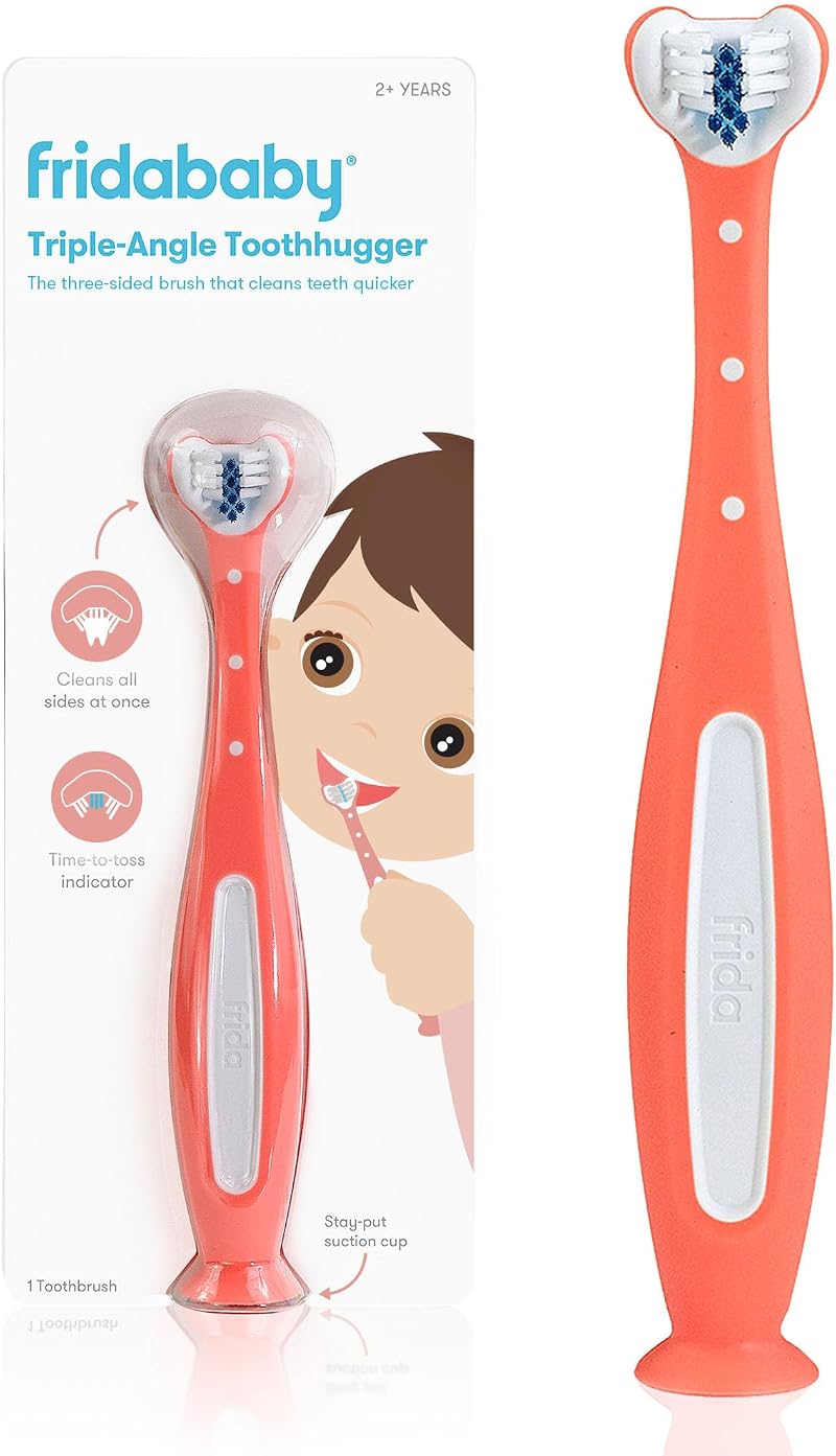 Frida Baby Toothhugger U-Shaped Toddler Toothbrush Pink 3-Sided Bristles