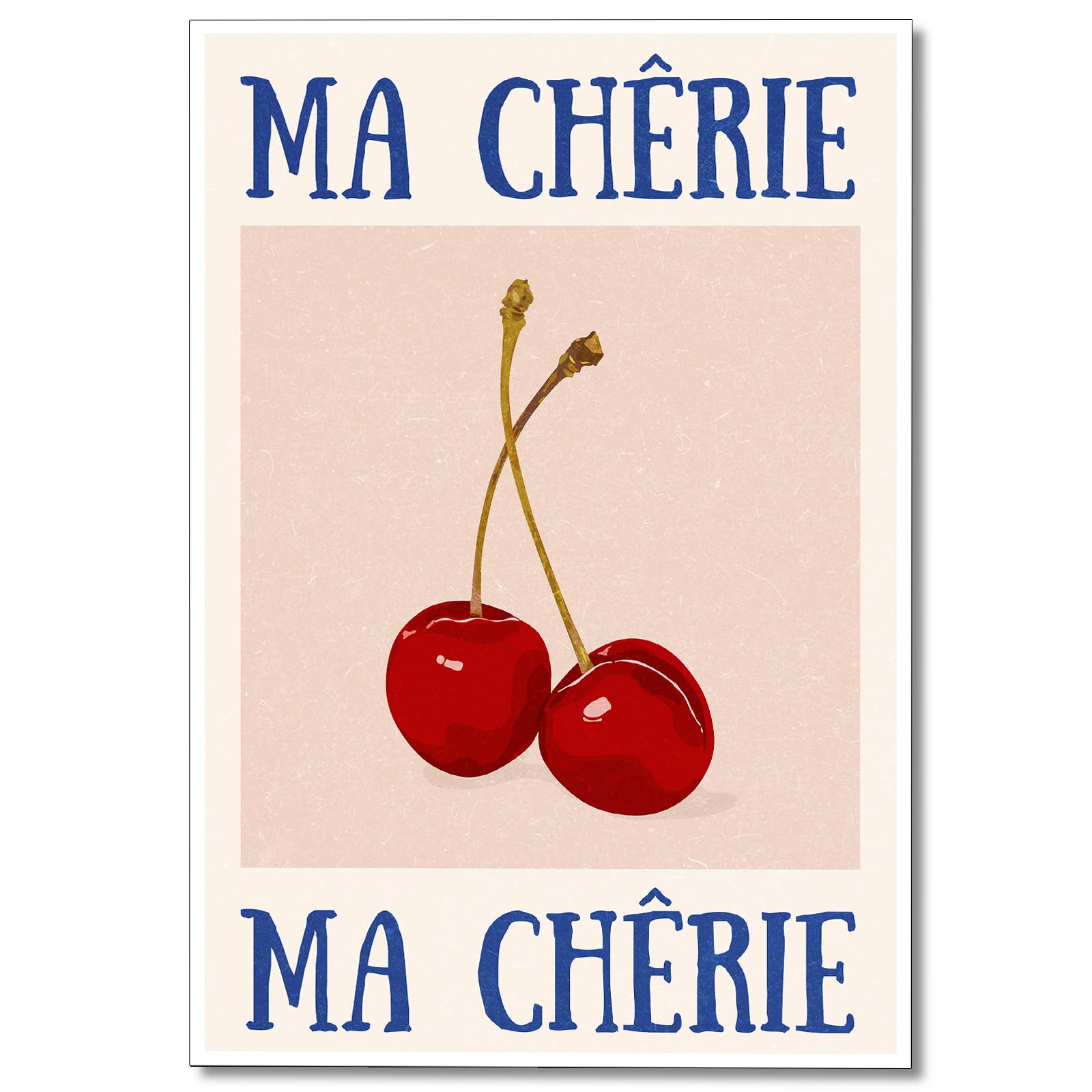 Anslipswar Retro Cherry Canvas Wall Art, Vintage 70s Red Blue Posters for Room Aesthetic, Trendy Preppy Cherry Picture Print for Teen Girls College Dorm Apartment Wall Art Decor 12x16in Unframed