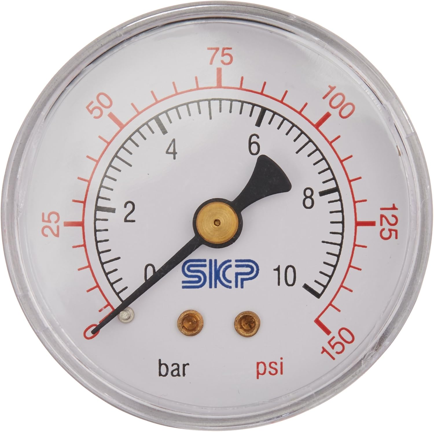 Amazon Com Skp G50 10 01 Air Pressure Gauge For Air Compressor Wog Water Oil Gas 2 Dial Center Back Mount 1 4 Npt 0 150 Psi 2 Pack Automotive