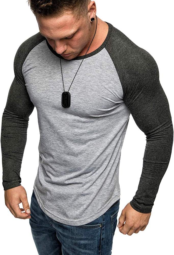 PiePieBuy Men's Crewneck Long Sleeve Basic Hipster Hip Hop Swag Curved Hem T-Shirt