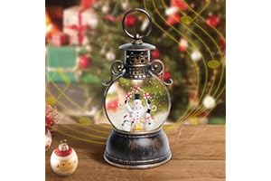 SINOFAYAR Christmas Snow Globes Lantern, Christmas Table Decorations with 8 Songs, 6H Timer, Battery & USB Powered Glitter Christmas Music Box Home Decor